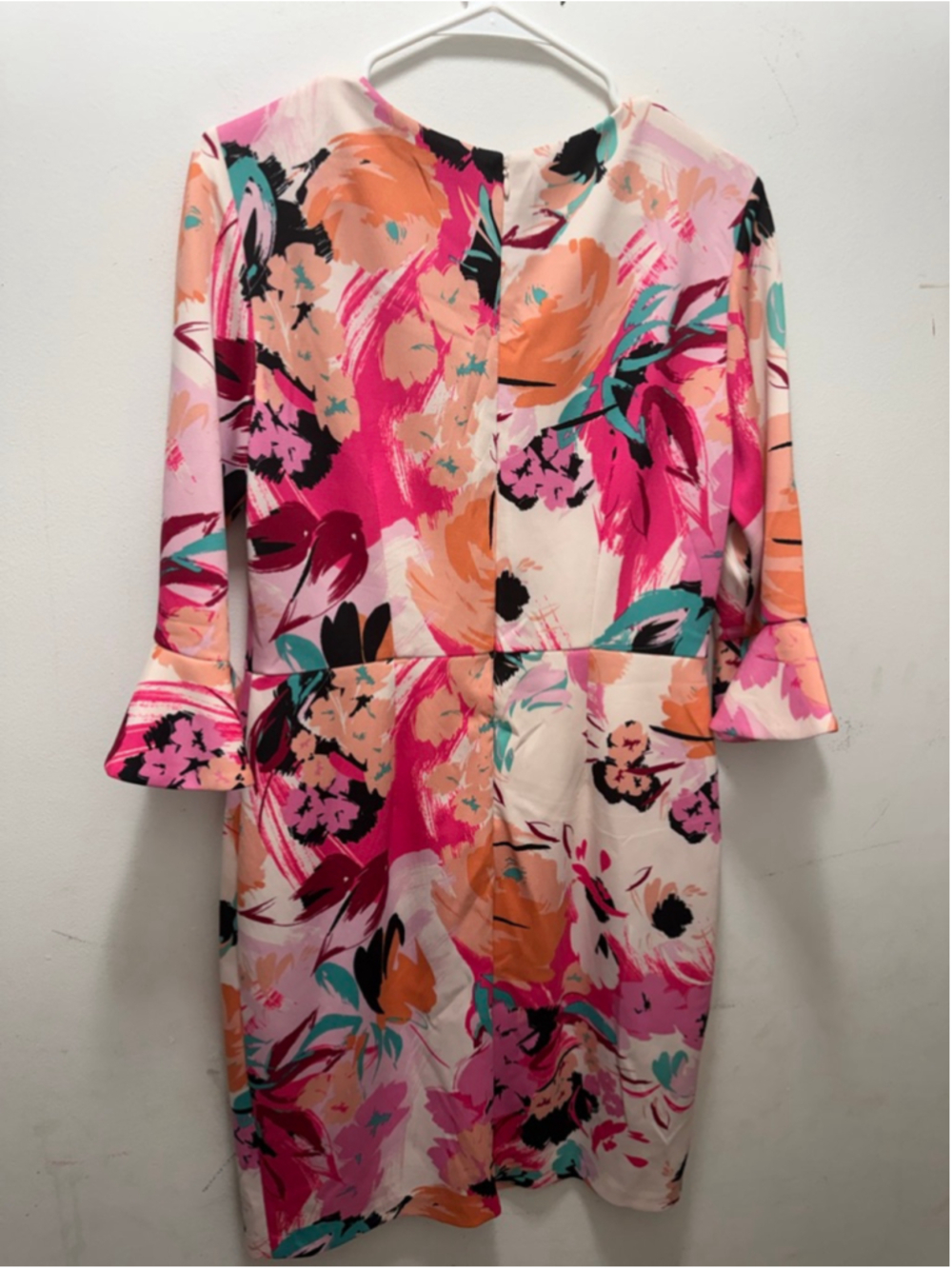 Women's Nine West Floral Sheath Dress Size 10 Pink Orange - Picture 3 of 3